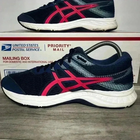 ASICS Gel Contend 6 Shoes Womens 8 Running Walking Sneaker Gym Comfy Navy Pink - Picture 2 of 8
